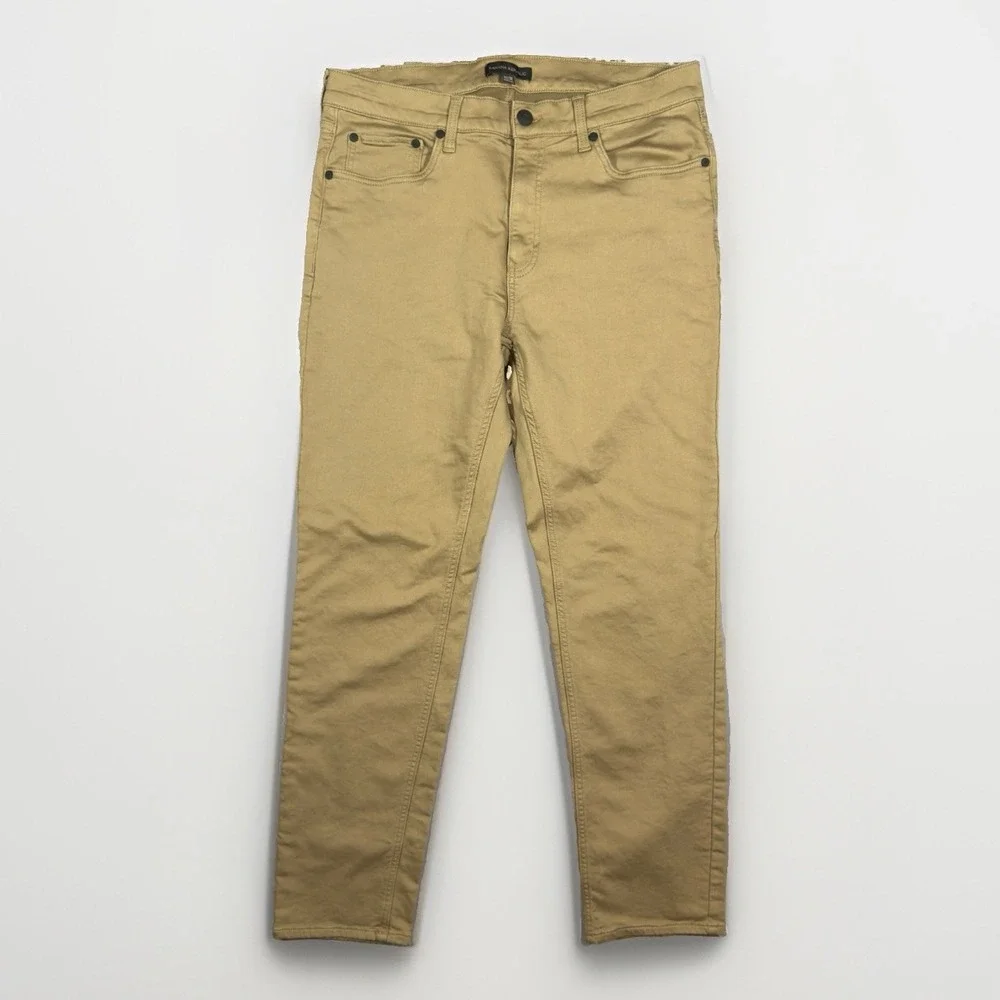 Banana Republic Khaki Stretch Jeans Mens 34x30 Tan Slim Straight Casual Pants